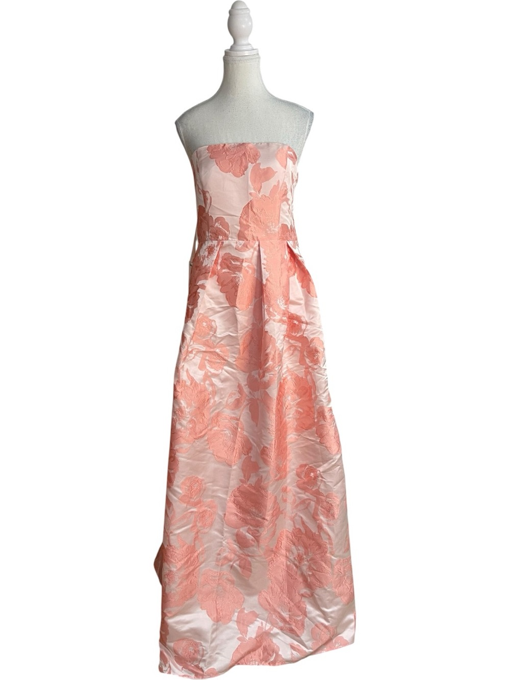 Lulus Laurelin Pleated Strapless Jacquard Maxi Dress Blush Pink Floral